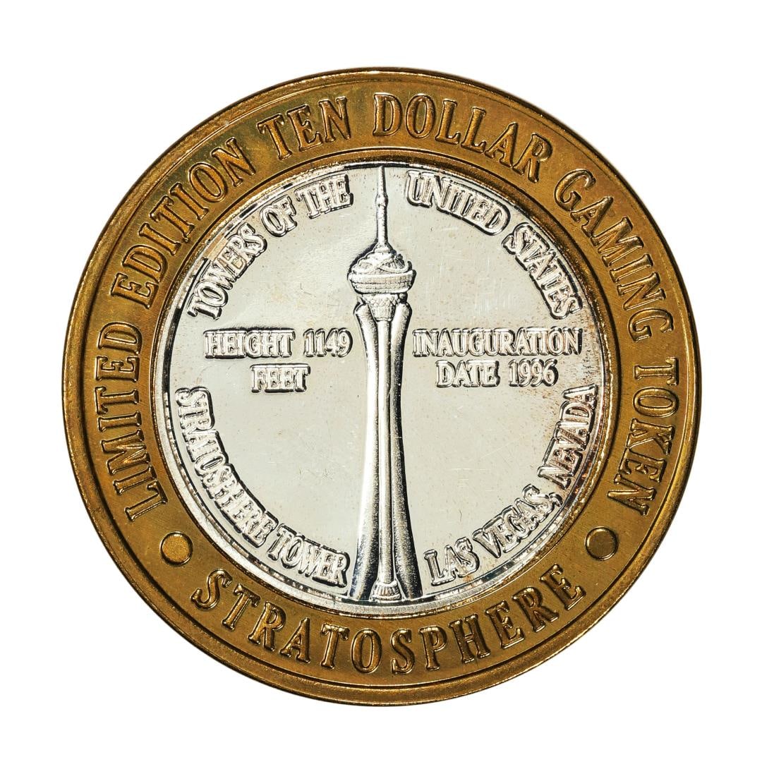 .999 Silver Stratosphere Las Vegas, Nevada $10 Casino Limited Edition Gaming Token: One .999 Silver Stratosphere Las Vegas, Nevada $10 Casino Limited Edition Gaming Token.