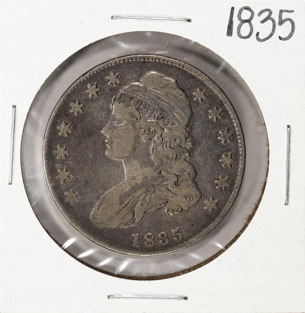1835 Capped Bust Half Dollar Coin: One 1835 Capped Bust Half Dollar Coin.