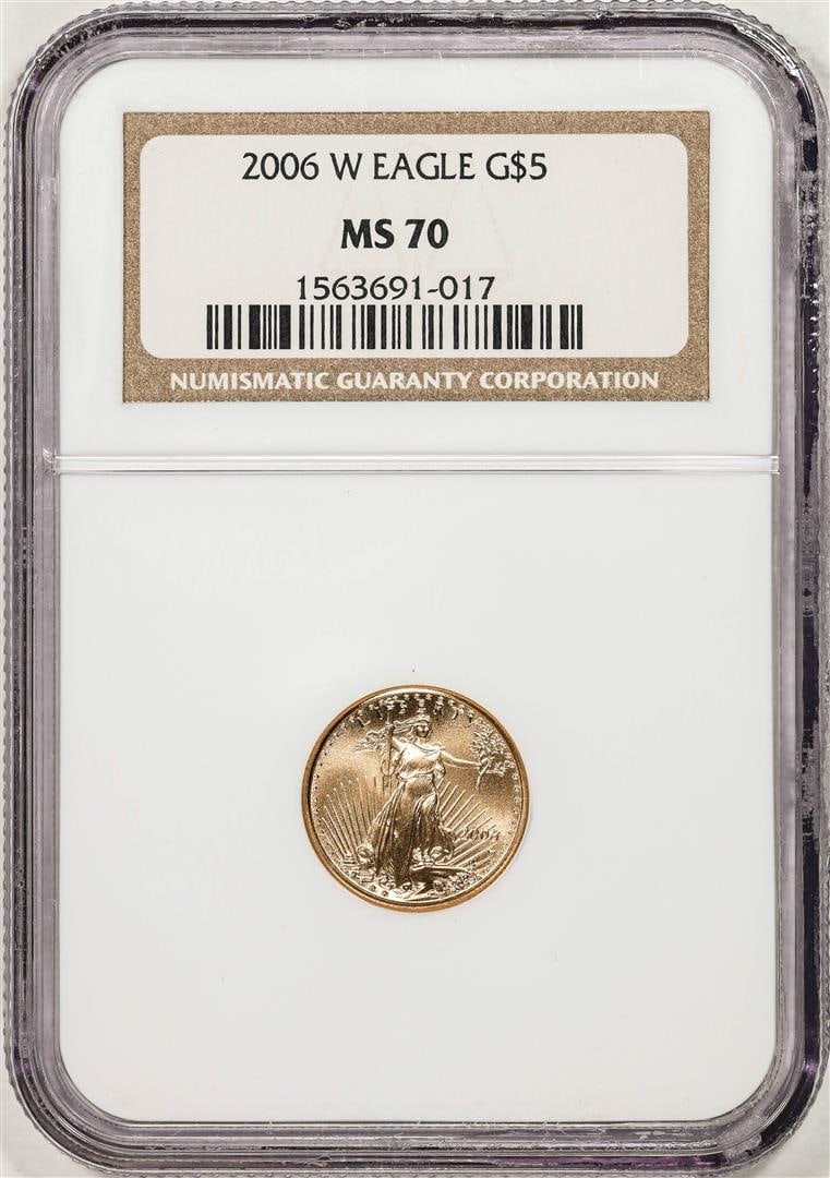 2006-W Burnished $5 American Gold Eagle Coin NGC MS70: One 2006-W Burnished $5 American Gold Eagle Coin NGC MS70. NGC Certified.