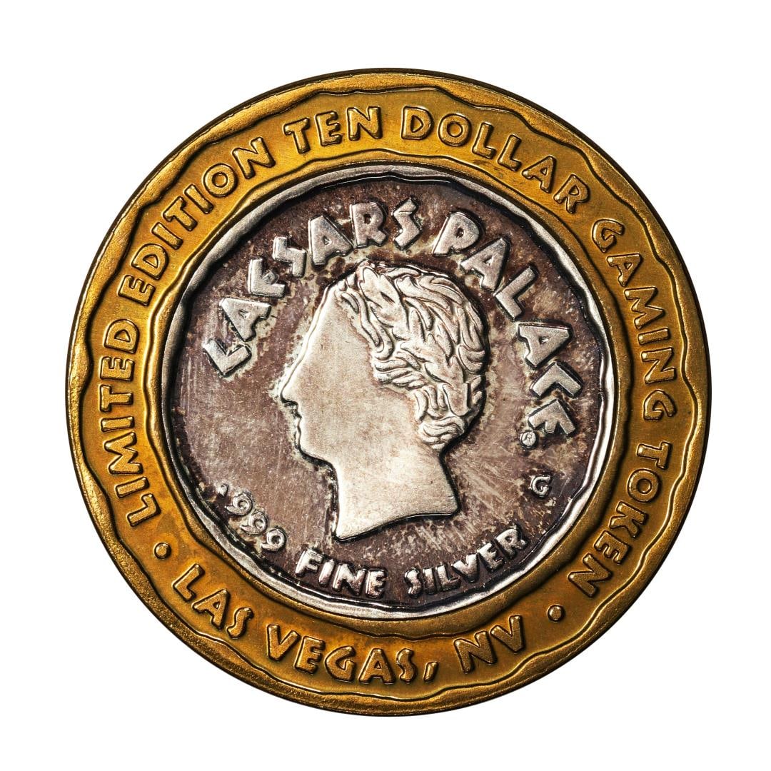 .999 Silver Caesars Palace Las Vegas, Nevada $10 Casino Limited Edition Gaming Token: One .999 Silver Caesars Palace Las Vegas, Nevada $10 Casino Limited Edition Gaming Token.