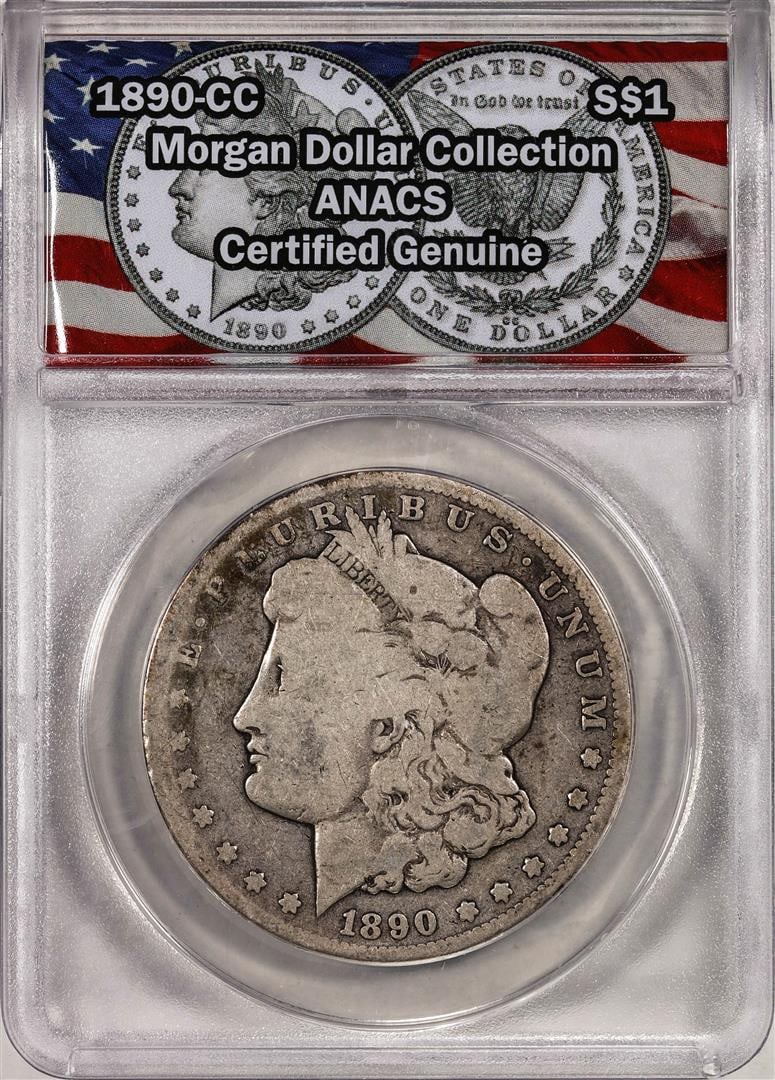 1890-CC $1 Morgan Silver Dollar Coin ANACS Genuine: One 1890-CC $1 Morgan Silver Dollar Coin ANACS Genuine. ANACS Certified.