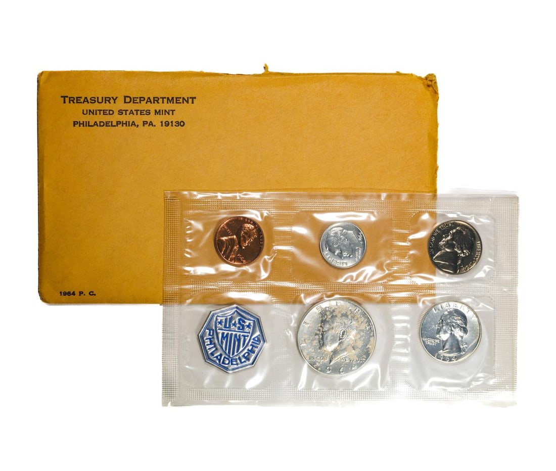 1964 (5) Coin Proof Set in Envelope: One 1964 (5) Coin Proof Set in Envelope.