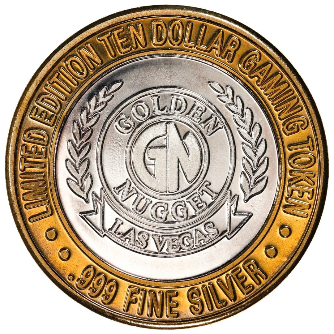 .999 Silver Golden Nugget Las Vegas, Nevada $10 Casino Limited Edition Gaming Token: One .999 Silver Golden Nugget Las Vegas, Nevada $10 Casino Limited Edition Gaming Token.