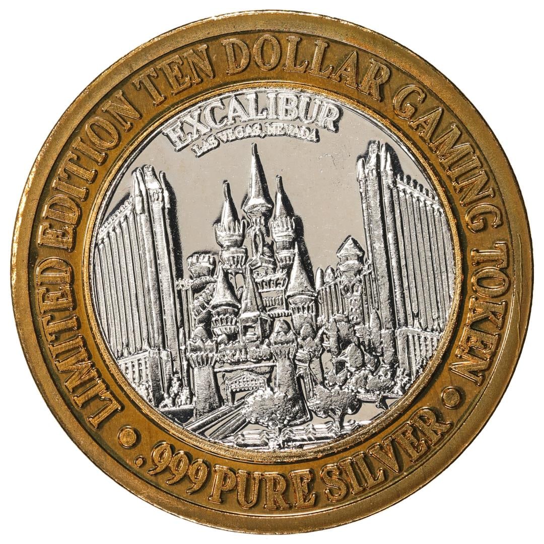 .999 Silver Excalibur Las Vegas, Nevada $10 Casino Limited Edition Gaming Token: One .999 Silver Excalibur Las Vegas, Nevada $10 Casino Limited Edition Gaming Token.
