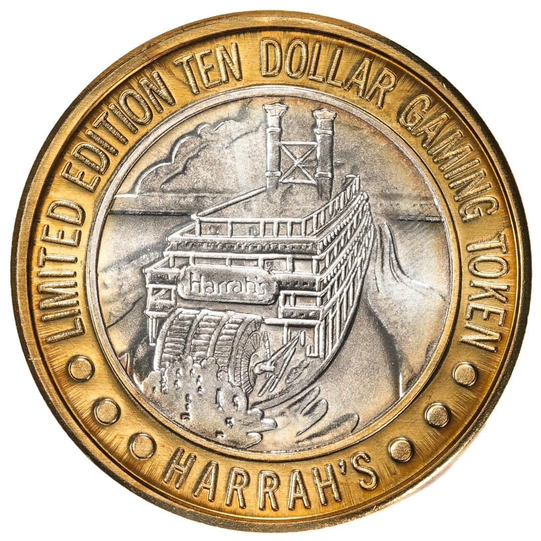 .999 Fine Silver Harrah's Casino Las Vegas, Nevada $10 Limited Edition Gaming Token: One .999 Fine Silver Harrah's Casino Las Vegas, Nevada $10 Limited Edition Gaming Token.