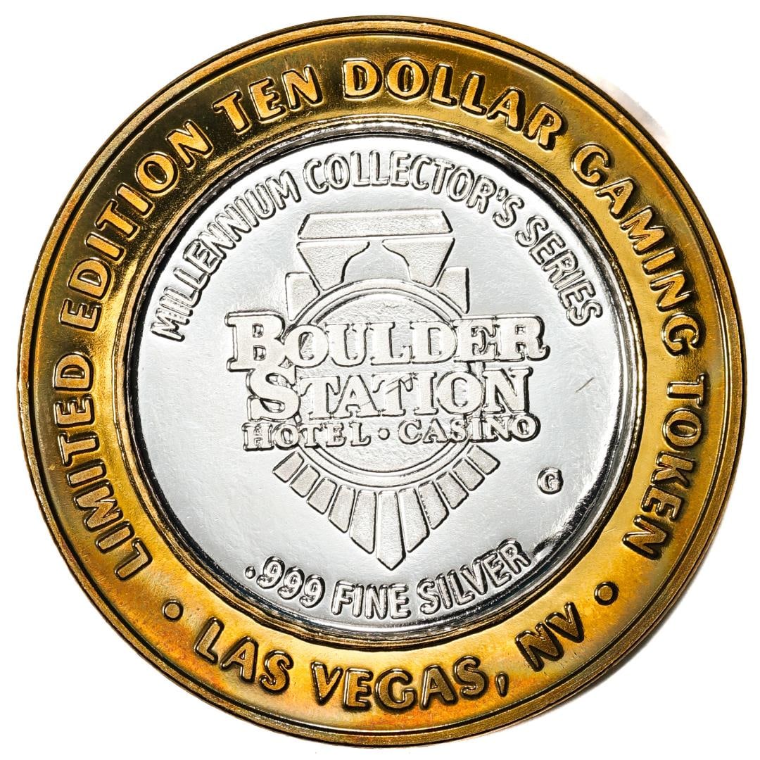 .999 Silver Boulder Station Hotel Casino Las Vegas, NV $10 Limited Casino Token: One .999 Silver Boulder Station Hotel Casino Las Vegas, NV $10 Limited Casino Token.