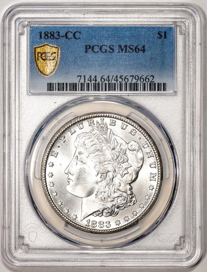 1883-CC $1 Morgan Silver Dollar Coin PCGS MS64: One 1883-CC $1 Morgan Silver Dollar Coin PCGS MS64. PCGS Graded.
