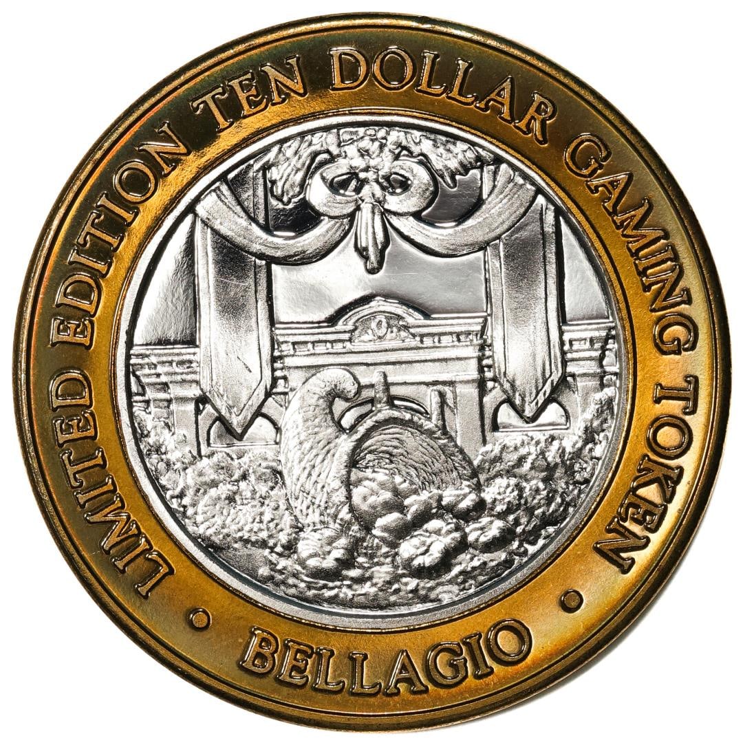 .999 Fine Silver Bellagio Las Vegas, Nevada $10 Limited Edition Gaming Token: One .999 Fine Silver Bellagio Las Vegas, Nevada $10 Limited Edition Gaming Token.