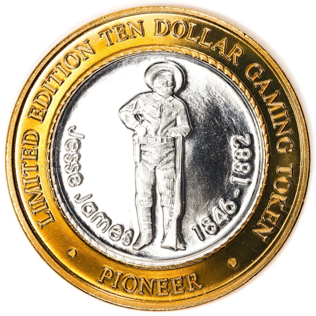 .999 Fine Silver Pioneer Laughlin, Nevada $10 Limited Edition Gaming Token: One .999 Fine Silver Pioneer Laughlin, Nevada $10 Limited Edition Gaming Token.