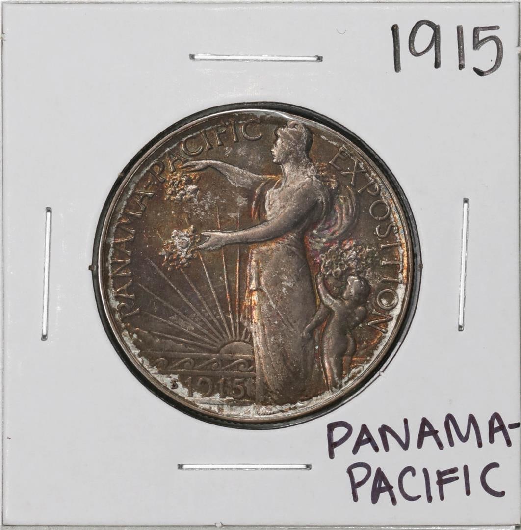 1915 Panama Pacific Exposition Commemorative Half Dollar Coin: One 1915 Panama Pacific Exposition Commemorative Half Dollar Coin.