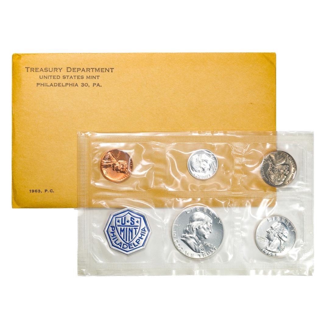 1963 (5) Coin Proof Set in Envelope: One 1963 (5) Coin Proof Set in Envelope.