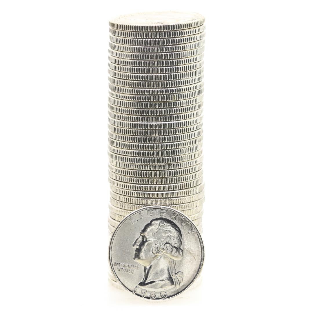 Roll of (40) Brilliant Uncirculated 1960 Washington Quarter Coins: One Roll of (40) Brilliant Uncirculated 1960 Washington Quarter Coins.