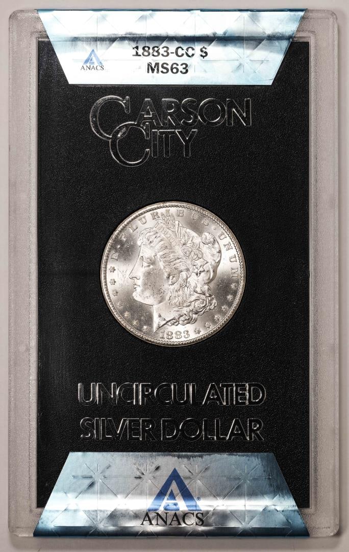 1883-CC $1 Morgan Silver Dollar Coin GSA Hoard Uncirculated ANACS MS63: One 1883-CC $1 Morgan Silver Dollar Coin GSA Hoard Uncirculated ANACS MS63. ANACS Certified.