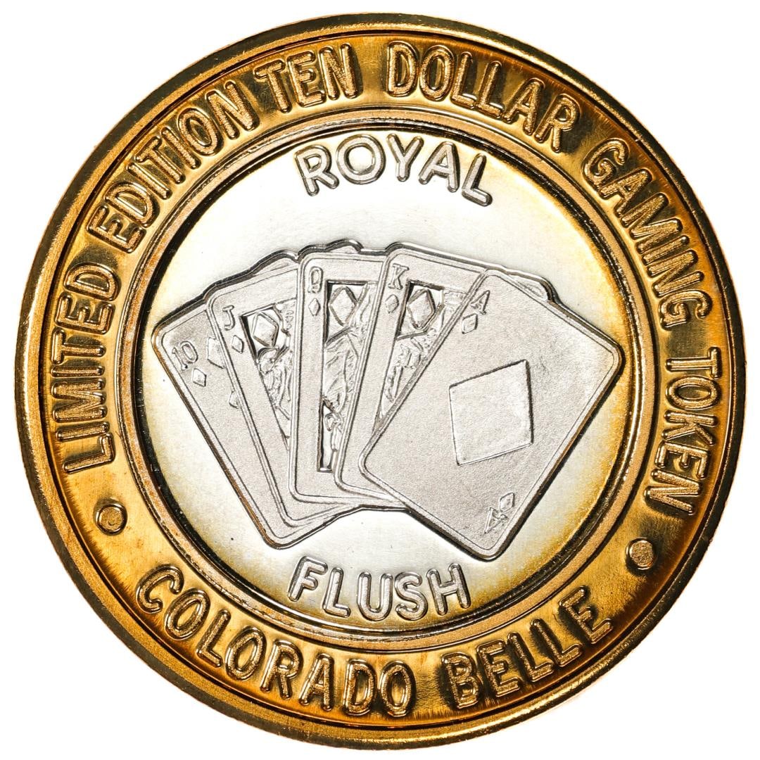 .999 Silver Colorado Belle Laughlin, Nevada $10 Casino Limited Edition Gaming Token: One .999 Silver Colorado Belle Laughlin, Nevada $10 Casino Limited Edition Gaming Token.