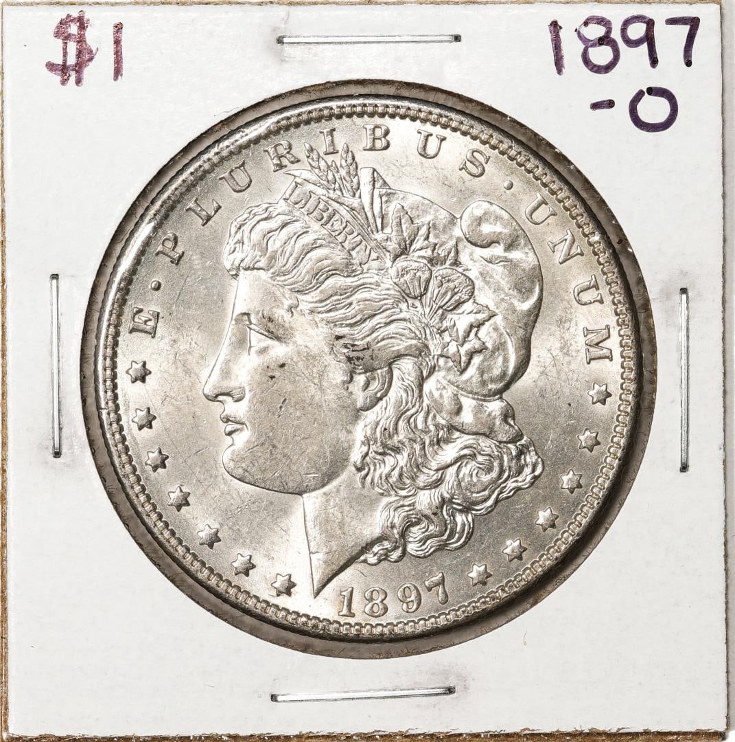 1897-O $1 Morgan Silver Dollar Coin: One 1897-O $1 Morgan Silver Dollar Coin.