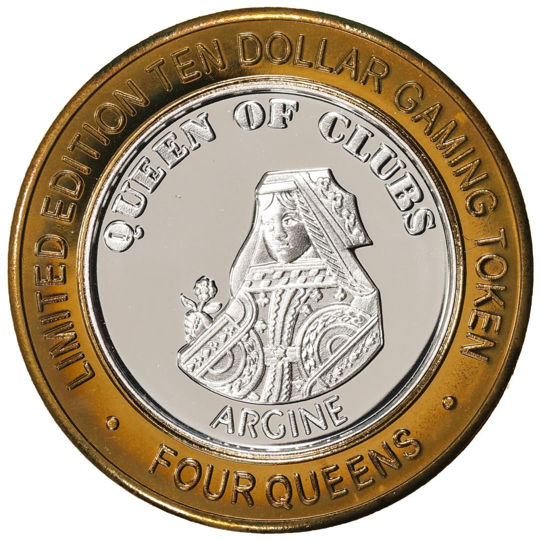 .999 Silver Four Queens Casino Hotel Las Vegas $10 Limited Edition Gaming Token: One .999 Silver Four Queens Casino Hotel Las Vegas $10 Limited Edition Gaming Token.
