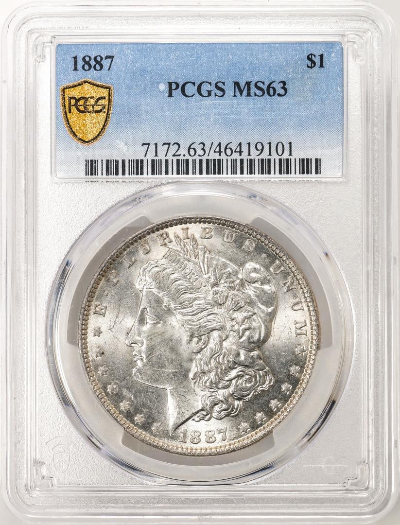 1887 $1 Morgan Silver Dollar Coin PCGS MS63: One 1887 $1 Morgan Silver Dollar Coin PCGS MS63. PCGS Graded.