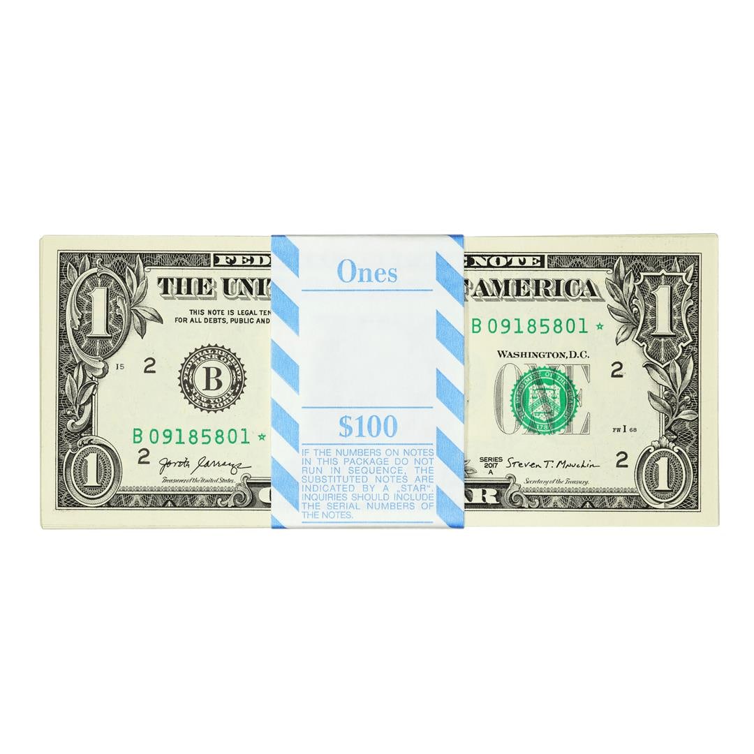 Pack of (100) Consecutive 2017A $1 Federal Reserve Star Notes New York: One Pack of (100) Consecutive 2017A $1 Federal Reserve Star Notes New York.