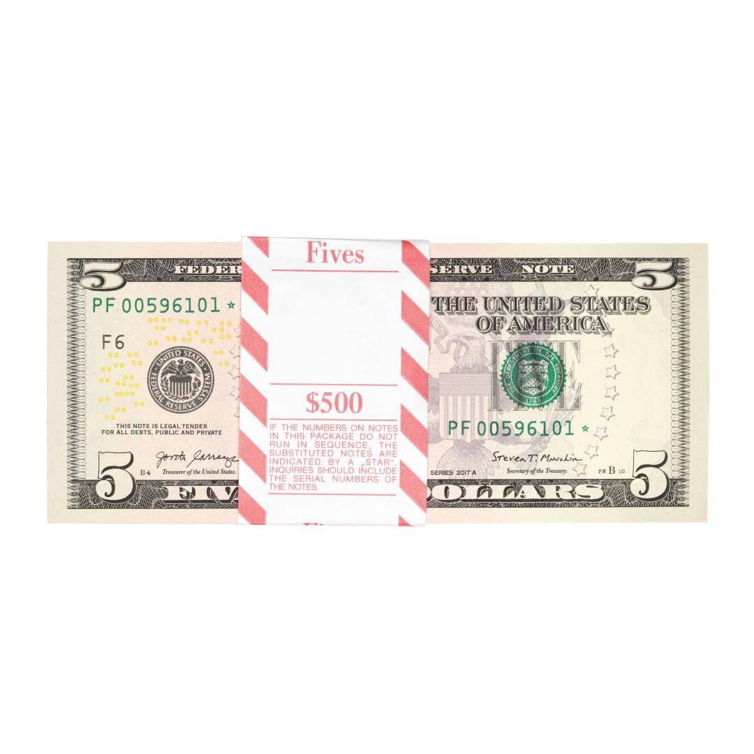 Pack of (100) Consecutive 2017A $5 Federal Reserve STAR Notes Atlanta: One Pack of (100) Consecutive 2017A $5 Federal Reserve STAR Notes Atlanta.