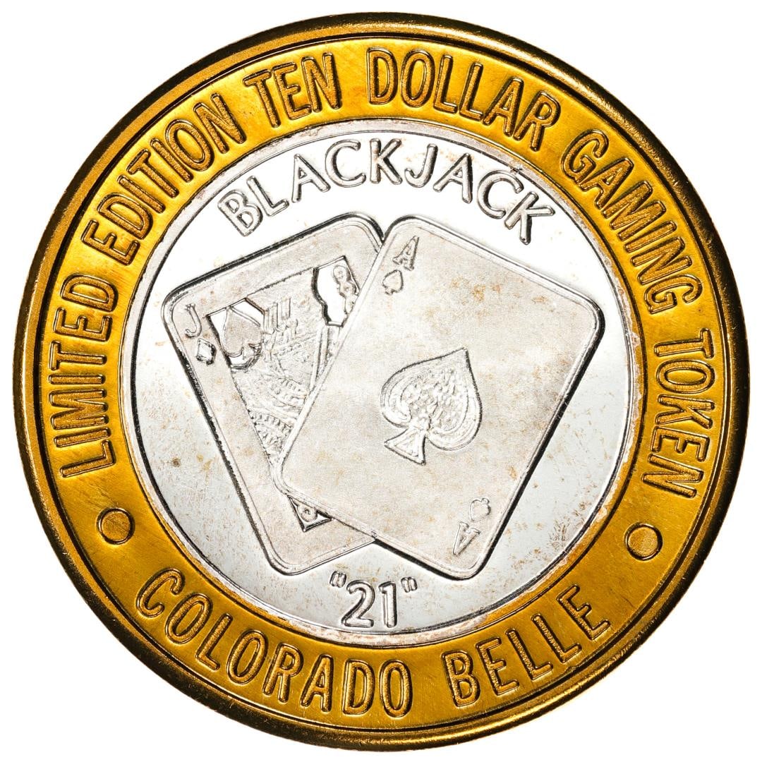 .999 Silver Colorado Belle Laughlin, Nevada $10 Casino Limited Edition Gaming Token: One .999 Silver Colorado Belle Laughlin, Nevada $10 Casino Limited Edition Gaming Token.