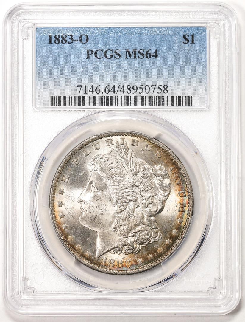 1883-O $1 Morgan Silver Dollar Coin PCGS MS64 Nice Toning: One 1883-O $1 Morgan Silver Dollar Coin PCGS MS64 Nice Toning . PCGS Graded.