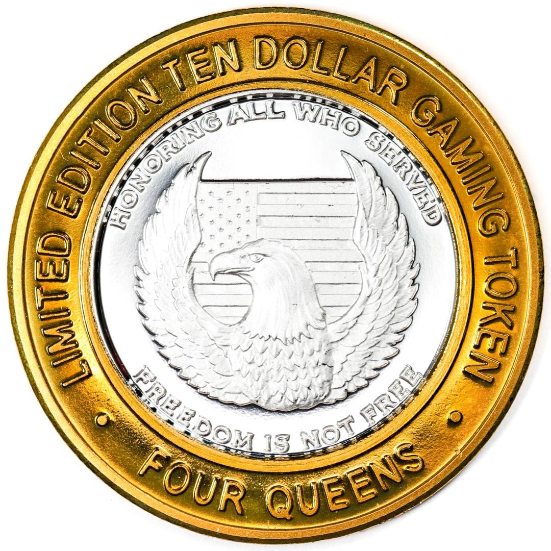 .999 Fine Silver Four Queens Casino Las Vegas, NV $10 Limited Edition Gaming Token: One .999 Fine Silver Four Queens Casino Las Vegas, NV $10 Limited Edition Gaming Token.