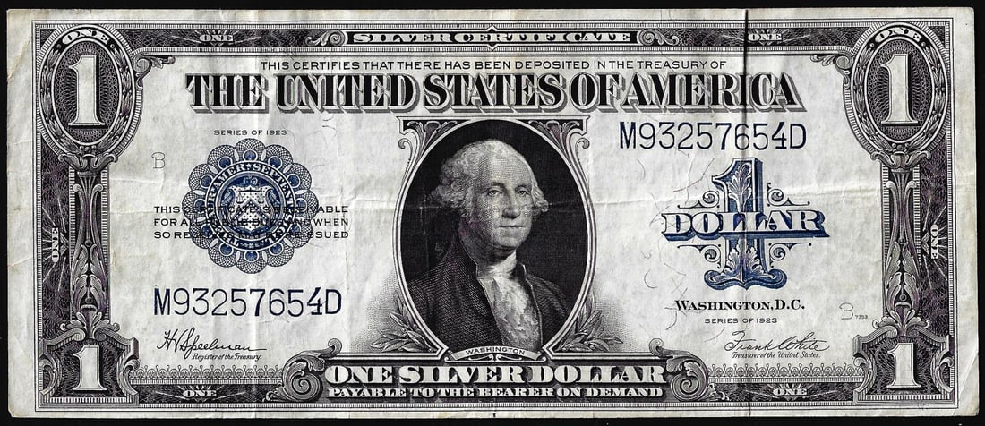 1923 $1 Silver Certificate Note: One 1923 $1 Silver Certificate Note.