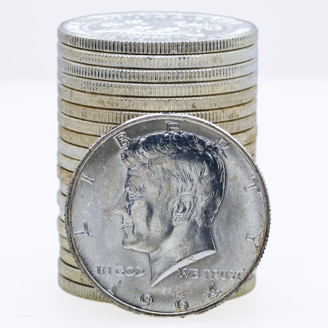 Roll of (20) Brilliant Uncirculated 1964-D Kennedy Half Dollar Coins: One Roll of (20) Brilliant Uncirculated 1964-D Kennedy Half Dollar Coins.