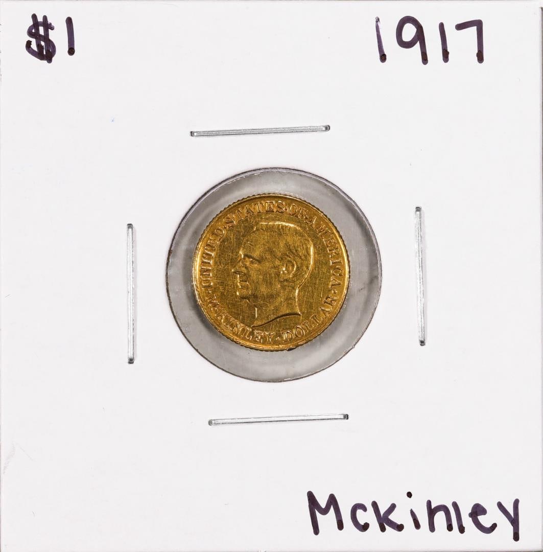 1917 $1 McKinley Commemorative Gold Dollar Coin: One 1917 $1 McKinley Commemorative Gold Dollar Coin.