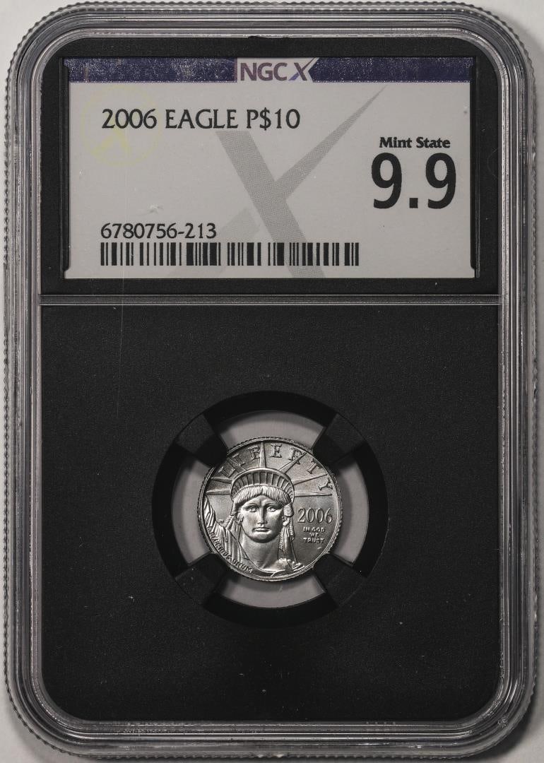 2006 $10 Platinum American Eagle Coin NGCX Mint State 9.9: One 2006 $10 Platinum American Eagle Coin NGCX Mint State 9.9. NGCX Certified.