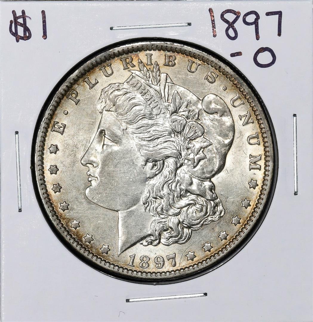 1897-O $1 Morgan Silver Dollar Coin: One 1897-O $1 Morgan Silver Dollar Coin.