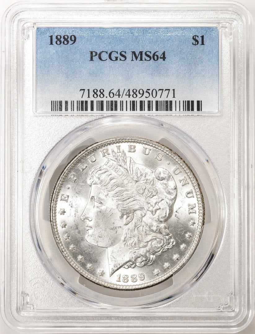1889 $1 Morgan Silver Dollar Coin PCGS MS64: One 1889 $1 Morgan Silver Dollar Coin PCGS MS64. PCGS Graded.