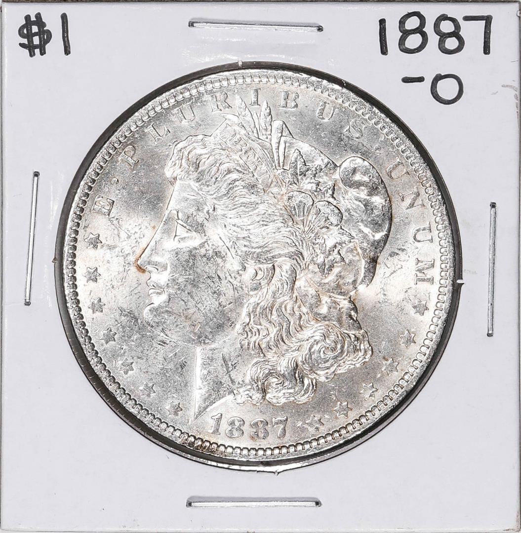 1887-O $1 Morgan Silver Dollar Coin: One 1887-O $1 Morgan Silver Dollar Coin.
