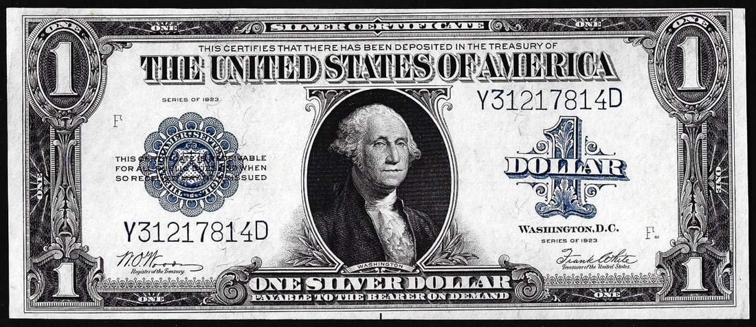 1923 $1 Silver Certificate Note: One 1923 $1 Silver Certificate Note.