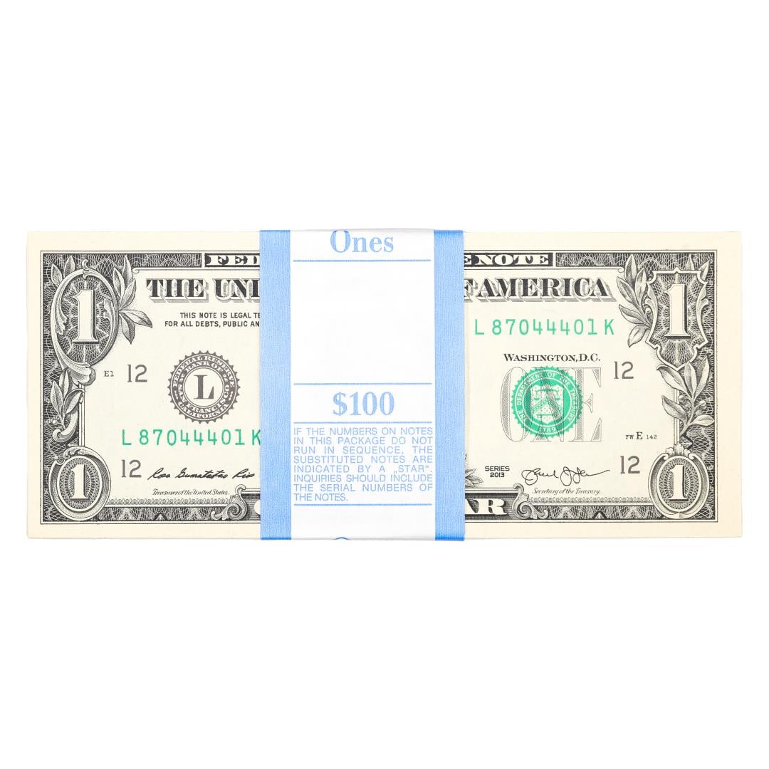 Pack of (100) Consecutive 2013 $1 Federal Reserve Notes San Francisco: One Pack of (100) Consecutive 2013 $1 Federal Reserve Notes San Francisco.