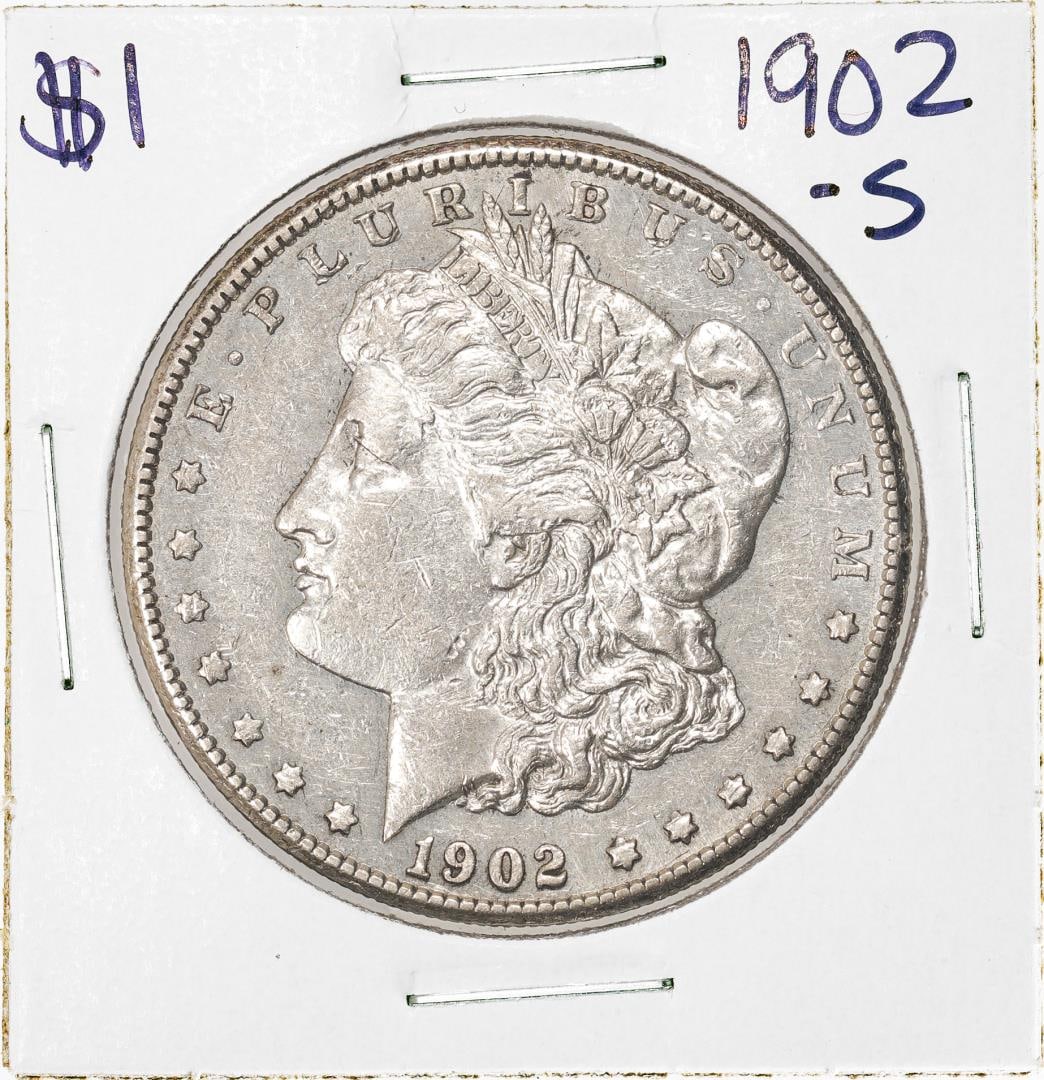 1902-S $1 Morgan Silver Dollar Coin: One 1902-S $1 Morgan Silver Dollar Coin.