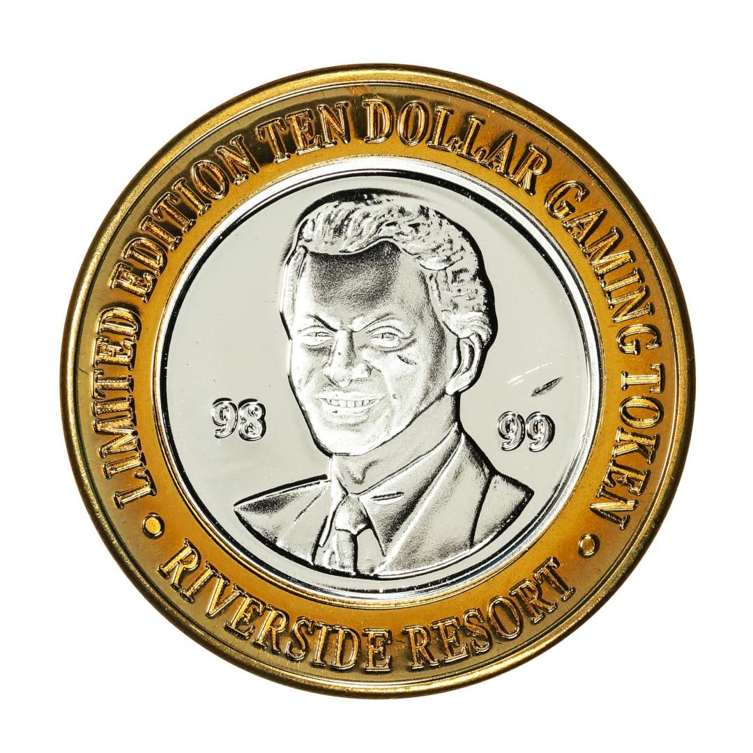 .999 Fine Silver Riverside Casino Laughlin, Nevada $10 Limited Edition Gaming Token: One .999 Fine Silver Riverside Casino Laughlin, Nevada $10 Limited Edition Gaming Token.