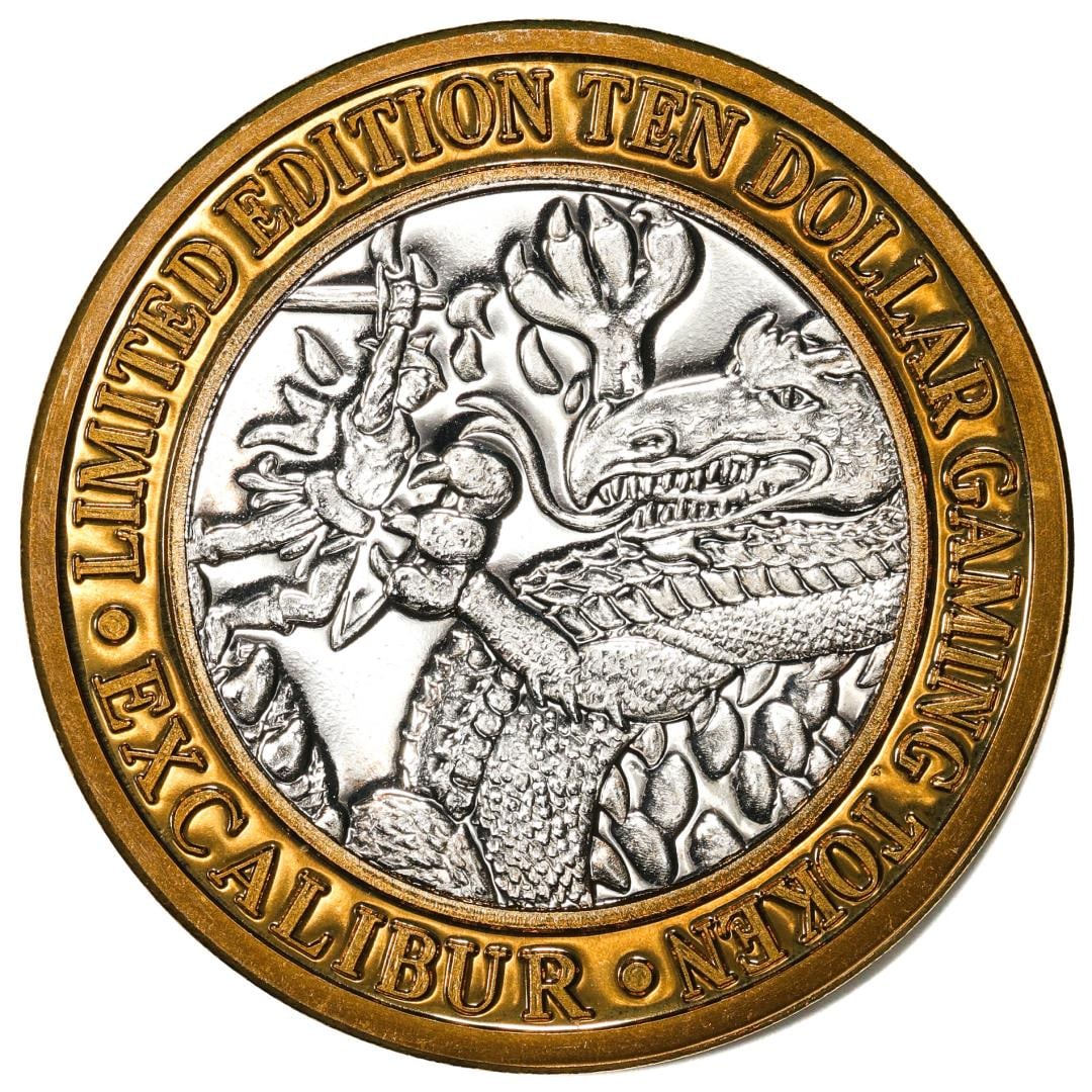 .999 Fine Silver Excalibur Las Vegas, Nevada $10 Limited Edition Gaming Token: One .999 Fine Silver Excalibur Las Vegas, Nevada $10 Limited Edition Gaming Token.
