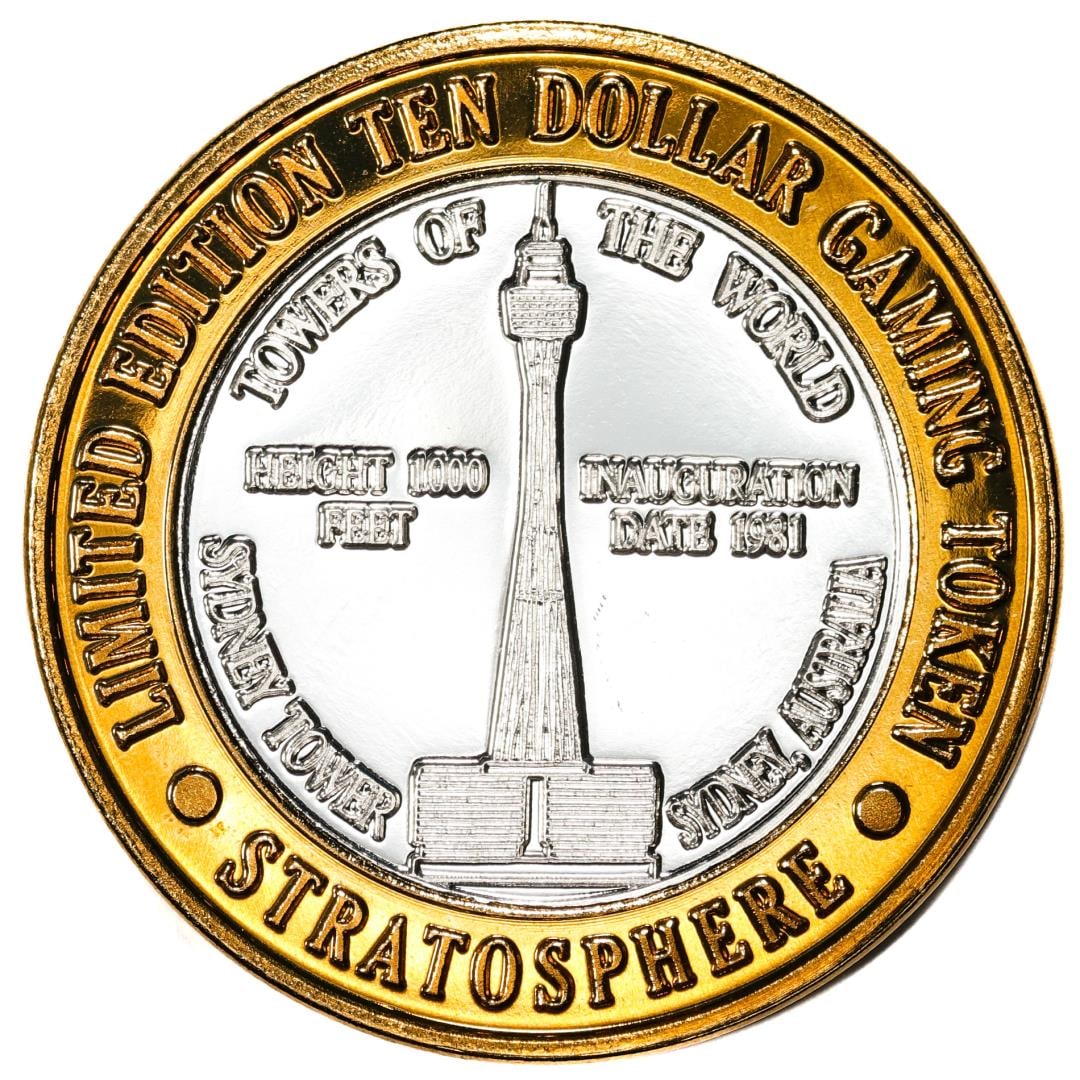 .999 Fine Silver Stratosphere Las Vegas, Nevada $10 Limited Edition Gaming Token: One .999 Fine Silver Stratosphere Las Vegas, Nevada $10 Limited Edition Gaming Token.