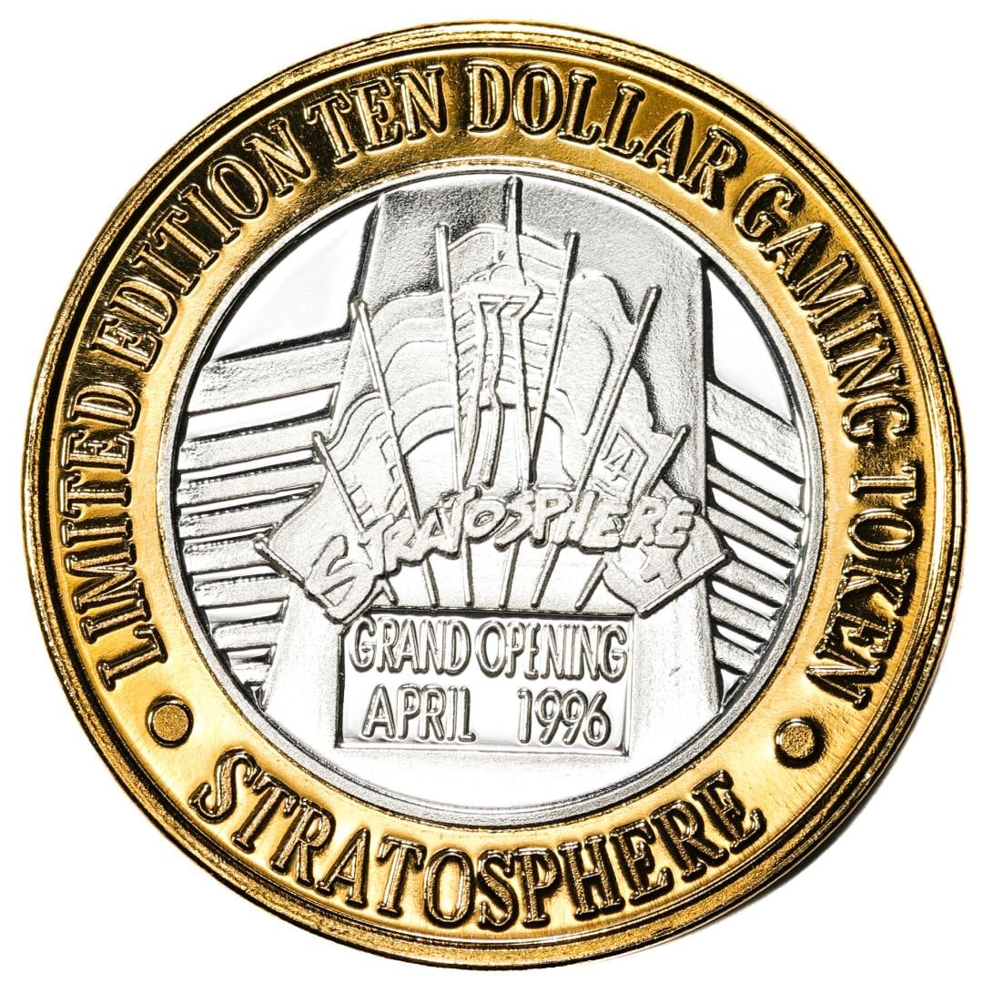 .999 Fine Silver Stratosphere Las Vegas, Nevada $10 Limited Edition Gaming Token: One .999 Fine Silver Stratosphere Las Vegas, Nevada $10 Limited Edition Gaming Token.