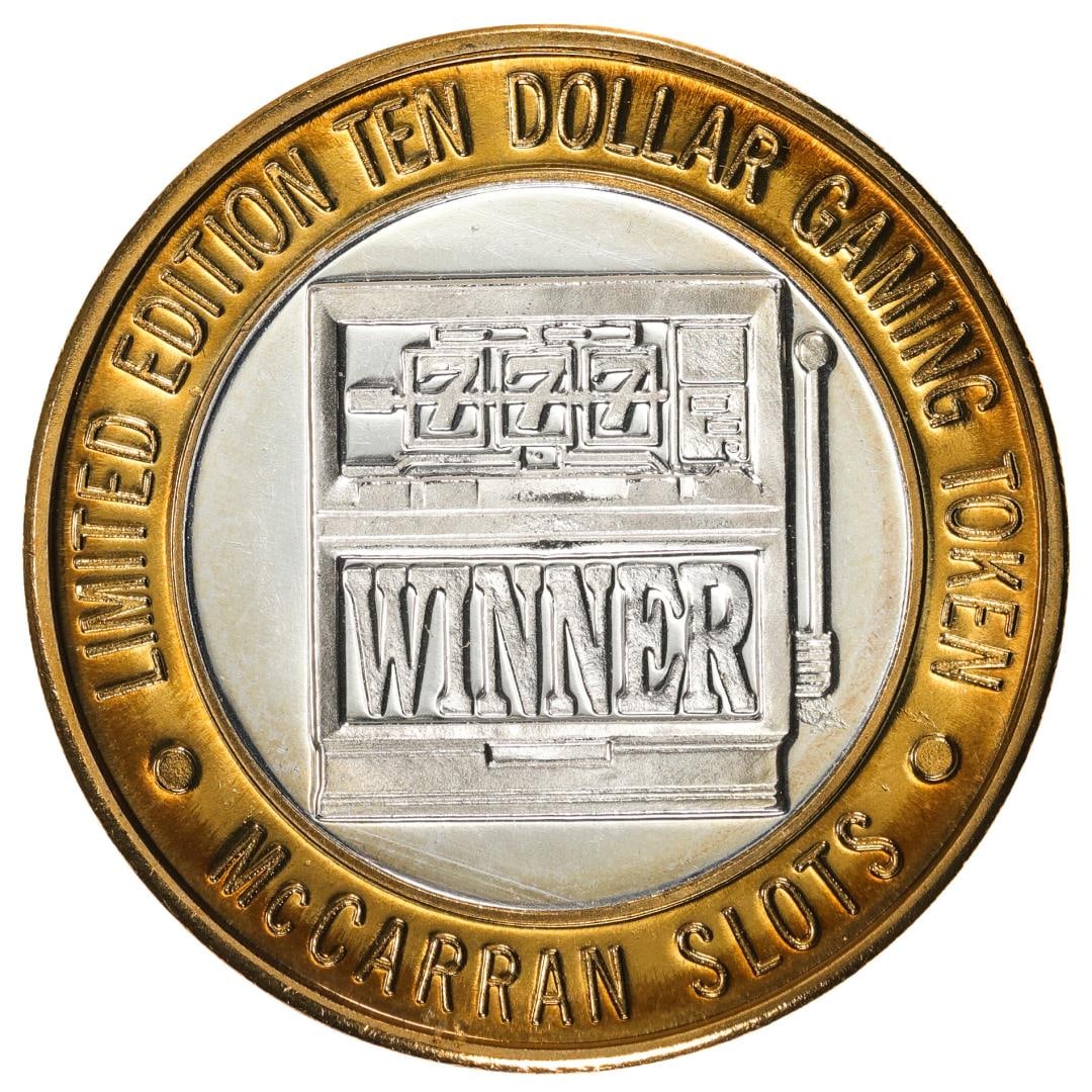 .999 Silver McCarran International Airport Las Vegas, NV $10 Limited Casino Token: One .999 Silver McCarran International Airport Las Vegas, NV $10 Limited Casino Token.