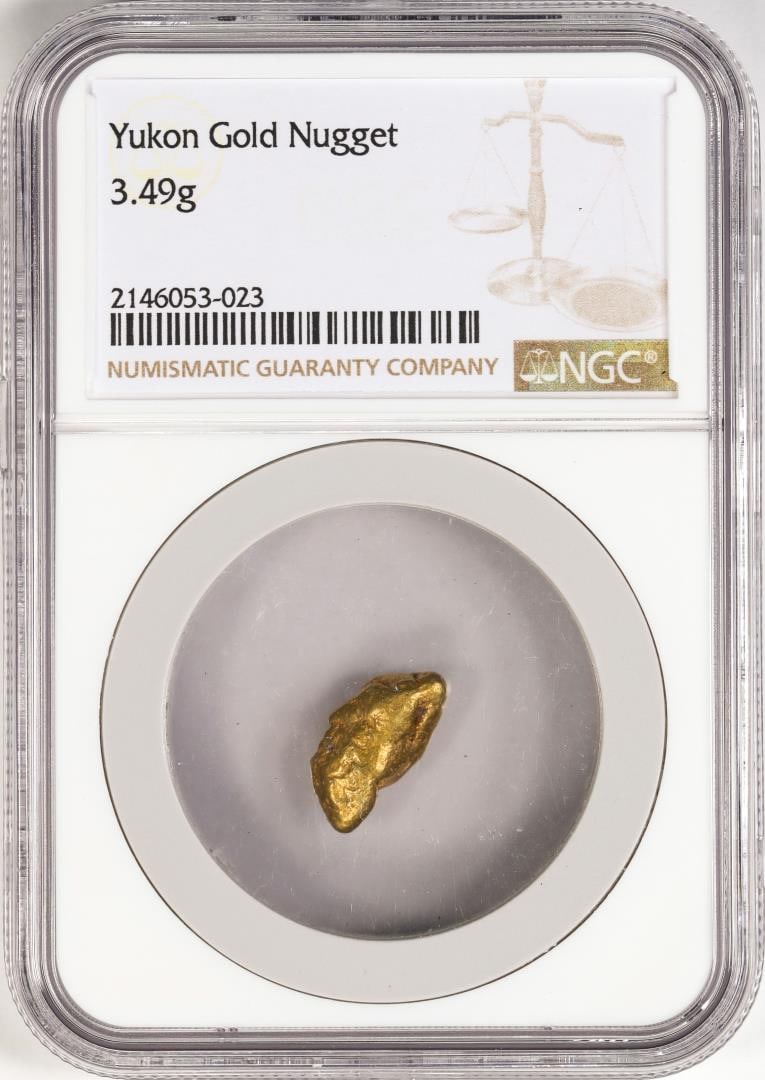 3.49 Gram Yukon Gold Nugget NGC Graded: One 3.49 Gram Yukon Gold Nugget NGC Graded. NGC Certified.