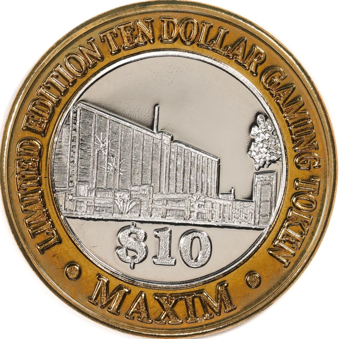 .999 Silver Maxim Hotel & Casino Las Vegas, NV $10 Limited Edition Gaming Token: One .999 Silver Maxim Hotel & Casino Las Vegas, NV $10 Limited Edition Gaming Token.