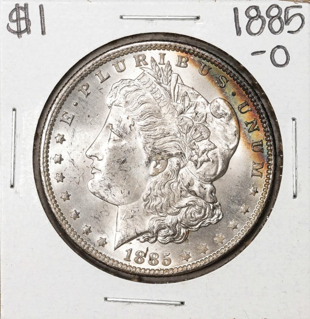 1885-O $1 Morgan Silver Dollar Coin Amazing Toning: One 1885-O $1 Morgan Silver Dollar Coin Amazing Toning.