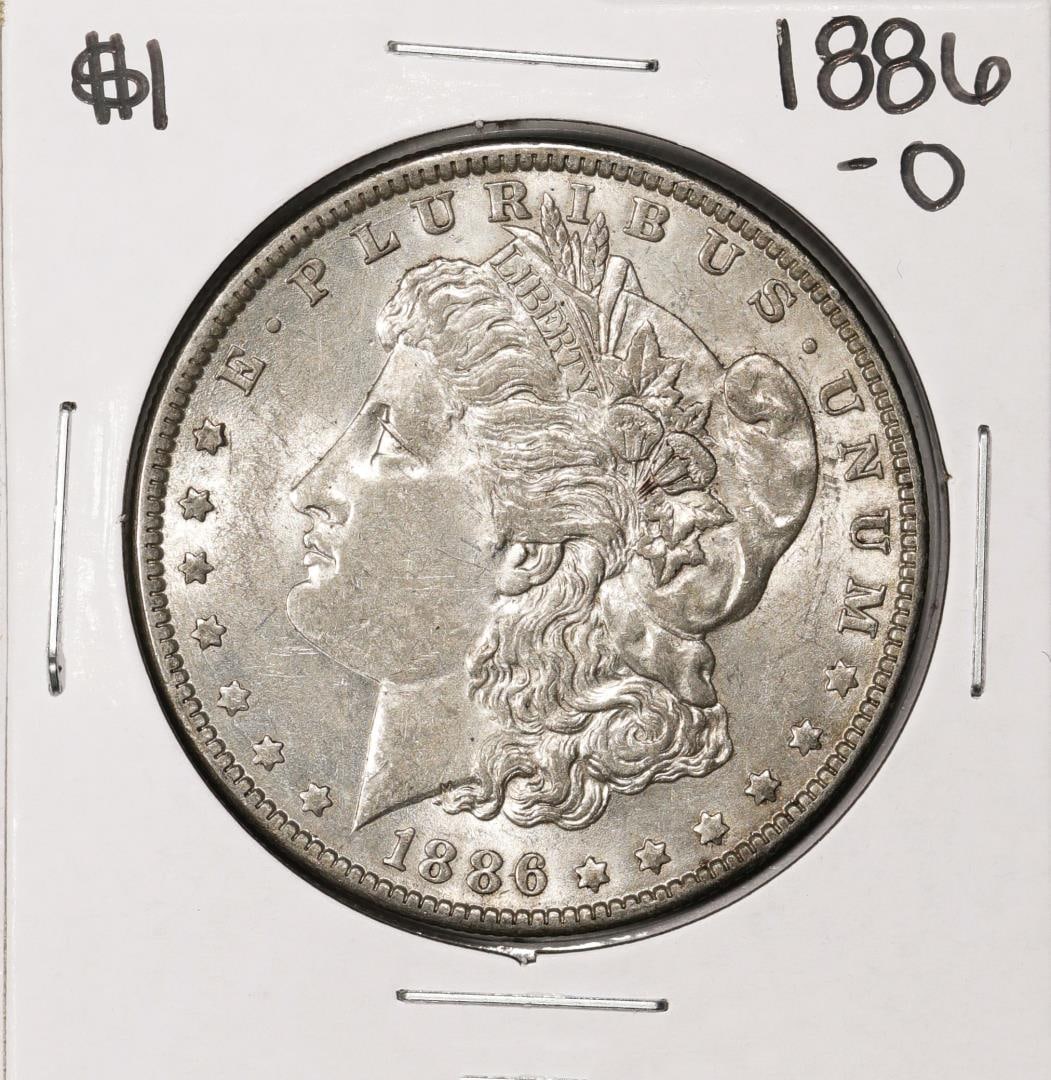 1886-O $1 Morgan Silver Dollar Coin: One 1886-O $1 Morgan Silver Dollar Coin.