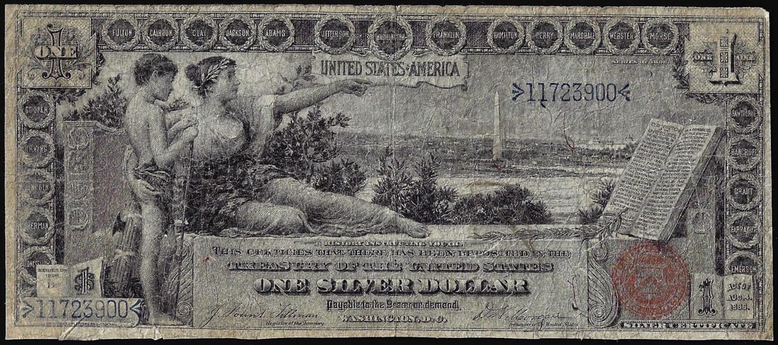 1896 $1 Educational Silver Certificate Note: One 1896 $1 Educational Silver Certificate Note.