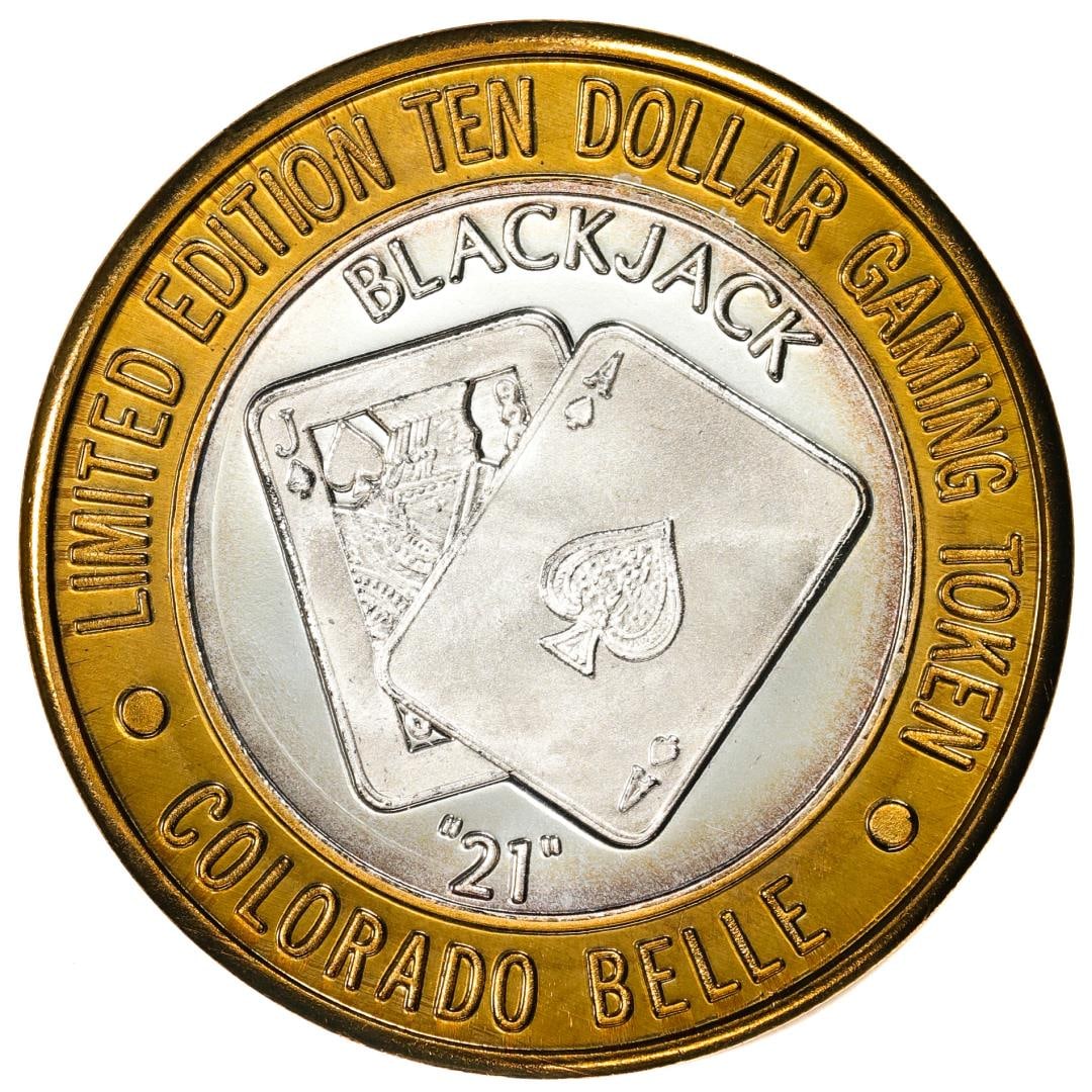 .999 Silver Colorado Belle Laughlin, Nevada $10 Casino Limited Edition Gaming Token: One .999 Silver Colorado Belle Laughlin, Nevada $10 Casino Limited Edition Gaming Token.