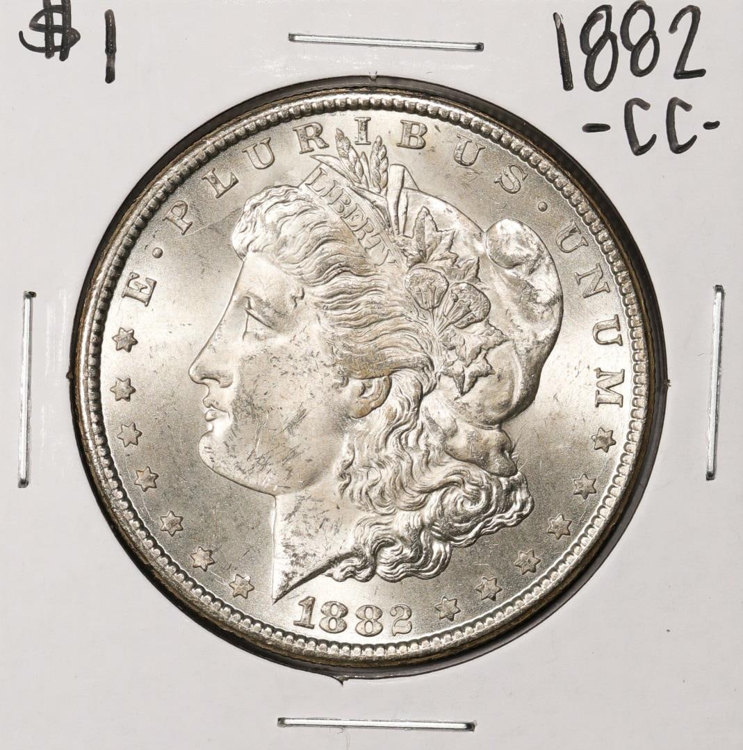 1882-CC $1 Morgan Silver Dollar Coin: One 1882-CC $1 Morgan Silver Dollar Coin.