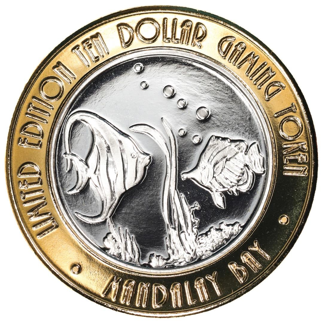 .999 Silver Mandalay Bay Resort & Casino Las Vegas, Nevada $10 Limited Casino Token: One .999 Silver Mandalay Bay Resort & Casino Las Vegas, Nevada $10 Limited Casino Token.