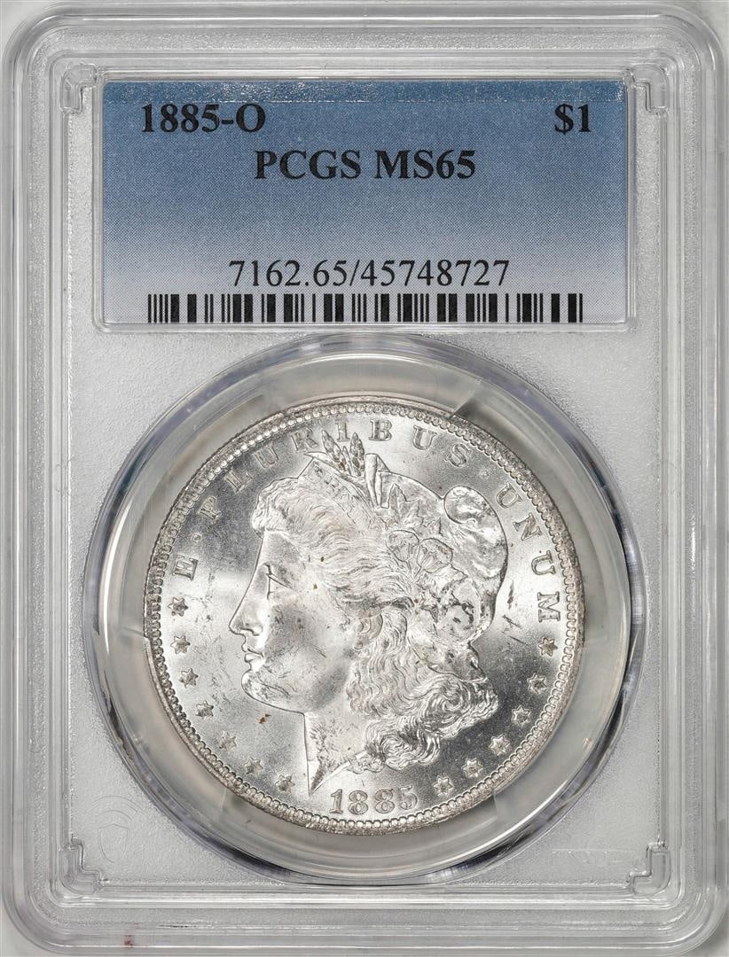 1885-O $1 Morgan Silver Dollar Coin PCGS MS65: One 1885-O $1 Morgan Silver Dollar Coin PCGS MS65. PCGS Graded.